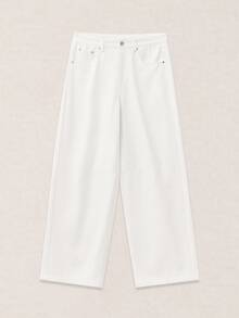 Calmiston Men's Solid Color Versatile Button Pocket Casual Long Pants For Daily Wear - White - View 9