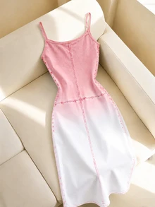 Resyla 新品熱銷款：特殊印花面料、標準版型、女款細肩帶修身長洋裝 - 彩色 - 查看 2