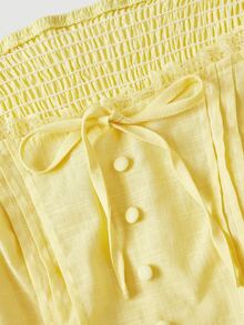 SHEIN MOD Women's Lace Patchwork Casual Versatile Daily Wear Blouse - Yellow - View 3