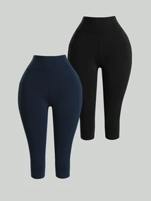 SHEIN Velisys Women's High Waist Slim Fit Yoga Fitness Pocket Sports Shorts - Black - View 3