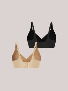 Veilyse 2pcs Women Seamless Wireless Soft Cup Bras, Elastic Comfortable Unpadded Pullover Bras - Multicolor - View 3