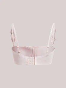 Veilyse 3pcs Women's Solid Color Lace Patchwork Bras, With Straps And Strapless Styles, Non-Padded - Multicolor - View 12