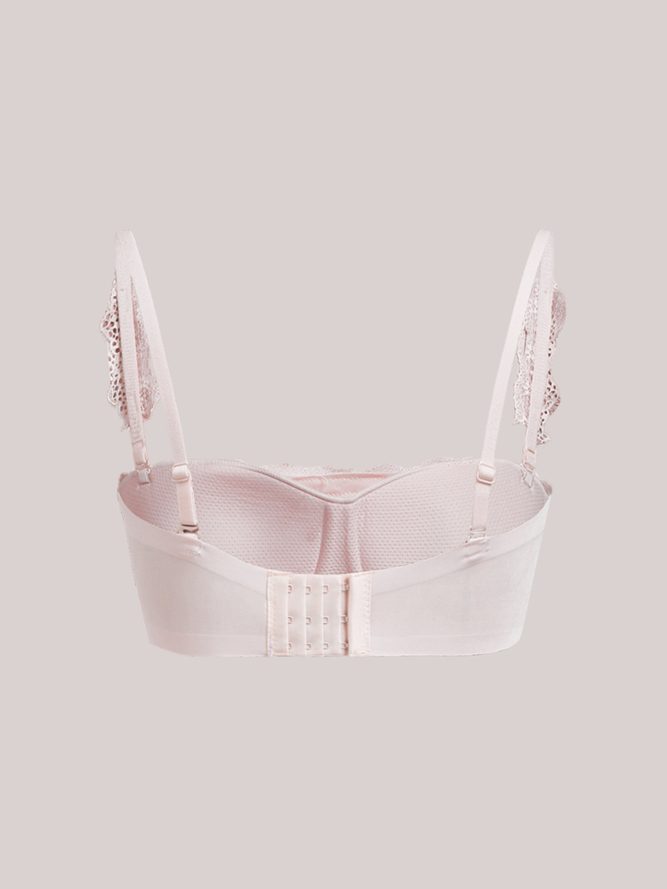 Veilyse 3pcs Women's Solid Color Lace Patchwork Bras, With Straps And Strapless Styles, Non-Padded - Multicolor - View 12
