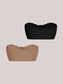 Veilyse 2pcs Multi-Color Combination Pack Front Closure Seamless Straight Bandeau Bra, Upgraded Non-Slip Full Coverage Small Silicone Strip (Non-Sticky), Wire-Free Women's Bra (Suitable For A-C Cups & Comes With Transparent Shoulder Straps) - Multicolor - View 3