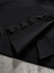 FeverCity Men's Single-Breasted Casual Jacket With Turn-Down Collar And Long Sleeves - Black - View 6