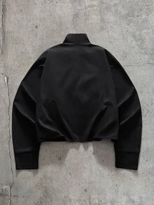 FeverCity Men's Single-Breasted Casual Jacket With Turn-Down Collar And Long Sleeves - Black - View 5