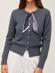 SHEIN Orluneo Women's Fashion Scarf Accessory For Sweater, Suitable For Commuting In Autumn - Grey - View 7