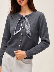 SHEIN Orluneo Women's Fashion Scarf Accessory For Sweater, Suitable For Commuting In Autumn - Grey - View 3
