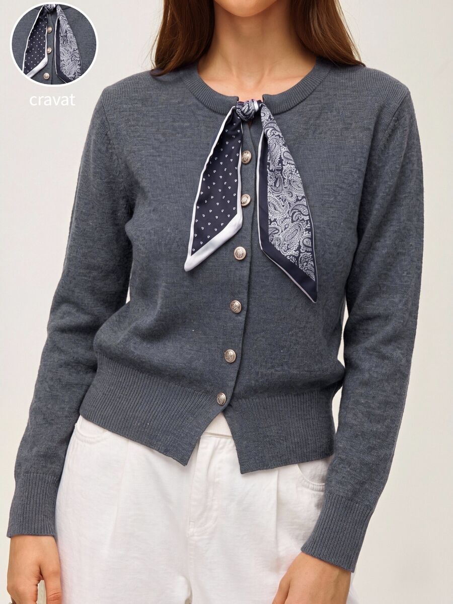 SHEIN Orluneo Women's Fashion Scarf Accessory For Sweater, Suitable For Commuting In Autumn - Grey - View 1