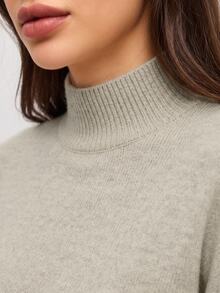 SHEIN Orluneo Women Casual Loose Drop Shoulder Solid Color Sweater, Suitable For Autumn/Winter, Long Sleeve Top Knit Pullover Fall - Apricot - View 1