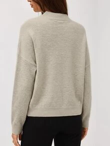 SHEIN Orluneo Women Casual Loose Drop Shoulder Solid Color Sweater, Suitable For Autumn/Winter, Long Sleeve Top Knit Pullover Fall - Apricot - View 3
