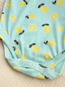 SHEIN 4件套新生女婴可爱针织卡通兔子和花朵图案短袖连体衣，夏季 - 彩色 - 查看 5