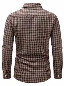 Manfinity CasualCool Men's Plaid Long Sleeve Single-Breasted Casual Pocket Shirt - Multicolor - View 2