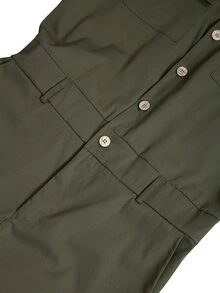 Manfinity Homme Men's Army Green Casual Turn-Down Collar Single-Breasted Elastic Cuffed Outdoor Casual Commute Business Jumpsuit And Overalls - Army Green - View 5