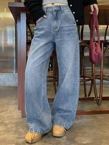 DAZY Women's Distressed Washed Korean Street Style Casual Jeans - Baby Blue - View 6