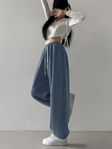 DAZY Women's Drawstring Waist Loose Casual Jogger Sweatpants,Women Joggers - Teal Blue - View 4
