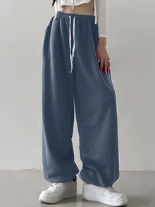 DAZY Women's Drawstring Waist Loose Casual Jogger Sweatpants,Women Joggers - Teal Blue - View 5