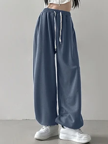 DAZY Women's Drawstring Waist Loose Casual Jogger Sweatpants,Women Joggers - Teal Blue - View 1