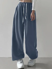 DAZY Women's Drawstring Waist Loose Casual Jogger Sweatpants,Women Joggers - Teal Blue - View 6