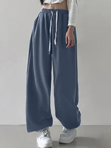 DAZY Women's Drawstring Waist Loose Casual Jogger Sweatpants,Women Joggers - Teal Blue - View 2