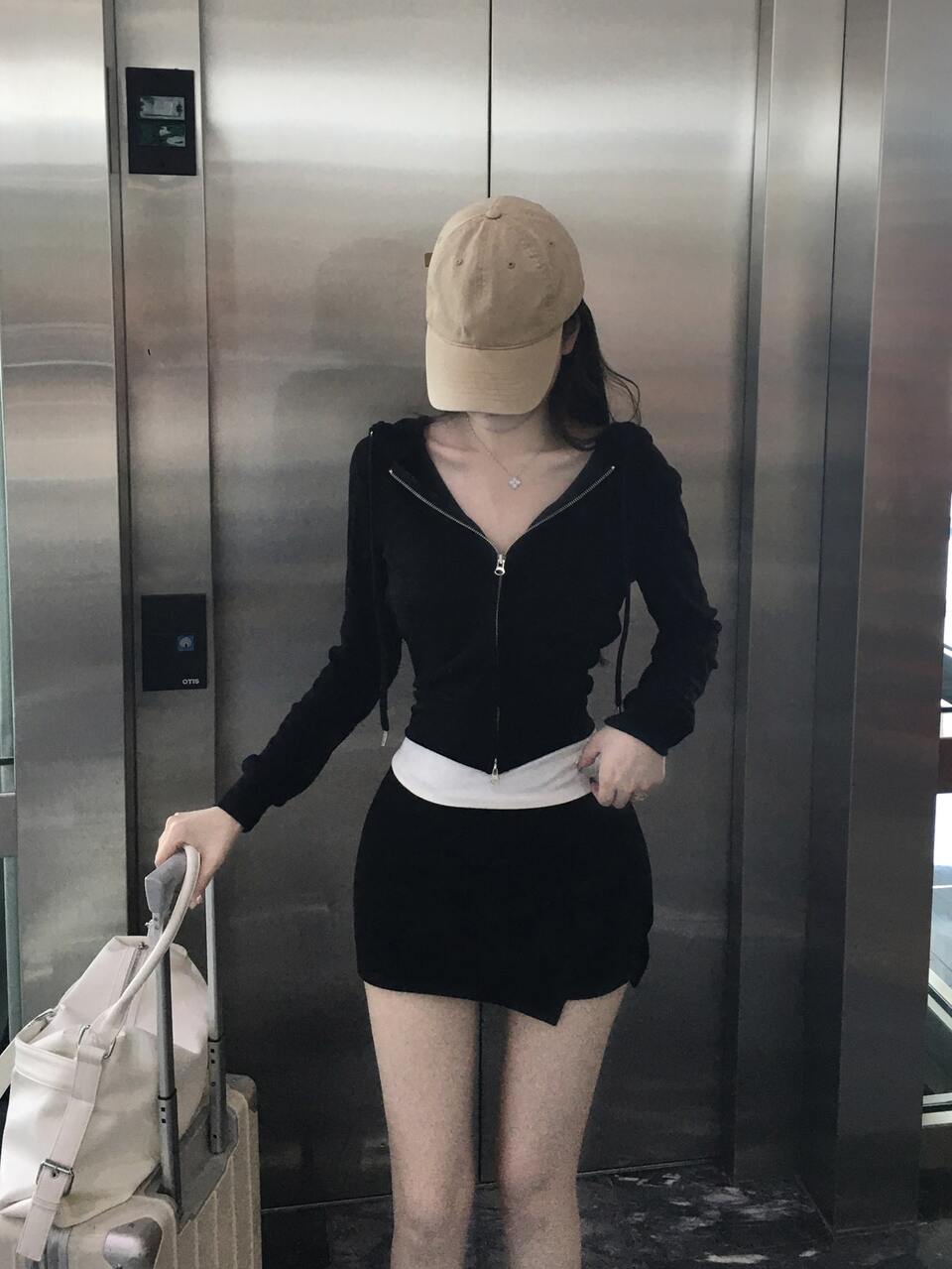 Women's Korean Style Hooded Long Sleeve T-Shirt And Shorts 2 Pieces Set, Solid Color School Lounge Sets For Women
