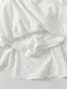 SHEIN Girlism 青少年女孩、大女孩、年輕女孩白色針織鏤空紋理百褶A字裙附內搭內褲雙層百褶裙襬裙，夏季百搭白色裙，青少年白色裙，年輕女孩休閒運動學院風返校裙 - 白色 - 查看 4