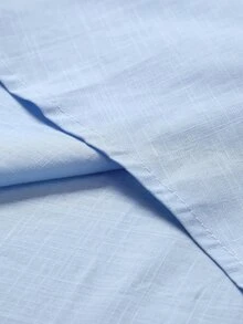 Manfinity Homme Men's Traceable Skin-Friendly Soft Bamboo Cotton Stand Collar Shirt And Pants Set - Blue - View 3