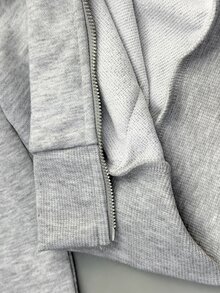 Coolane Women's Autumn/Winter Street Avant-Garde Retro Equestrian Style Napoleon Element Button Decor Zipper Closure Hooded Long Sleeve Fitted Sweatshirt With Pockets - Grey - View 9