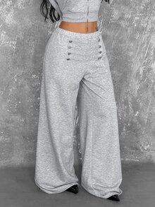 Coolane Summer Sport Casual Logo Pattern Baggy Sweatpants - Grey - View 1