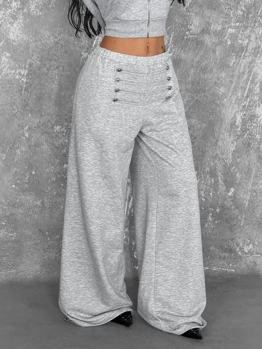 Coolane Summer Sport Casual Logo Pattern Baggy Sweatpants - Grey - View 1