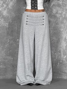 Coolane Summer Sport Casual Logo Pattern Baggy Sweatpants - Grey - View 3