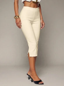 Hauture Women's Low Rise Stretch Capri Pant - White - View 4
