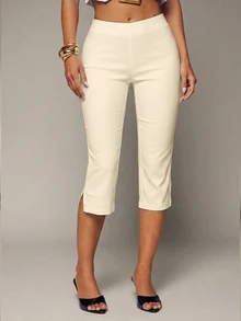 Hauture Women's Low Rise Stretch Capri Pant - White - View 2