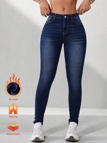 EMERY ROSE Women's Slim Fit Casual Versatile Denim Jeans With Pockets - Blue - View 1