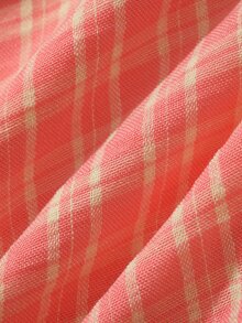 DAZY Plaid Print Notched Neck Ruffle Hem Lounge Dress - Pink - View 8