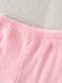 SHEIN Playful Pals 3pcs Toddler Girl Hooded Vest Sweatshirt Pants Cute Sweet Pink White 3D Ears Cloud Embroidery Fuzzy Long Sleeve Hooded Thick Christmas Winter Sweaters - Multicolor - View 11