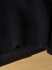 SHEIN 秋季衣物冬季青少年男孩黑色圓領長袖拼色針織衫套頭衫，返校季，舒適柔軟，節慶穿搭聖誕節 - 黑色 - 查看 3