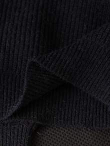 SHEIN 秋季衣物冬季青少年男孩黑色圓領長袖拼色針織衫套頭衫，返校季，舒適柔軟，節慶穿搭聖誕節 - 黑色 - 查看 4