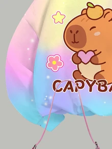 Tween Girls Casual Simple Cute Capybara Pattern, Colorful Tie-Dye, Crew Neck Drop Shoulder Sweatshirt And Skinny Leggings 2pcs Set, Cozy Fall & Winter Styles, Fall New Style, Cute - Multicolor - View 8