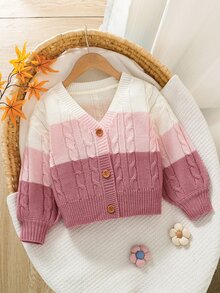 Emery Rose Kids Emery Rose Kids 女童針織彩色條紋V領休閒秋冬開襟衫 - 粉色 - 查看 8