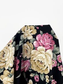Al Najma Plus Size Women Elegant Traditional Boho Floral Print Loose Arabic Style Dress Vacation Black Autumn Fall Dinner Party Formal Wedding Guest - Black - View 7