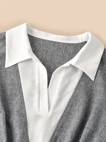 Elaquor Plus Size Korean Style Versatile Colorblock 2 In 1 Long Sleeve Dress Fall - Multicolor - View 7