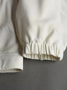 Manfinity Homme Setelan Jaket Pria Lengan Panjang Bahan Linen Imitasi dan Celana Panjang dengan Tali Serut di Pinggang - Krem - View 4