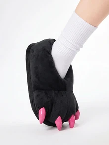 ROMWE Kawaii Fall/Winter Cute Dinosaur Claw Slippers, Anti-Slip Warm House Slippers For Women, One Size Fits All, Red,Halloween,Funny Slippers,Fluffy Slippers - Black - View 4