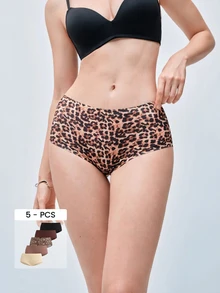 Softvol 5pcs/Pack Women's Seamless High Elasticity Hipster Panties, All Day Comfort - Multicolor - View 1