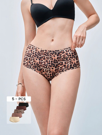 Softvol 5pcs/Pack Women's Seamless High Elasticity Hipster Panties, All Day Comfort