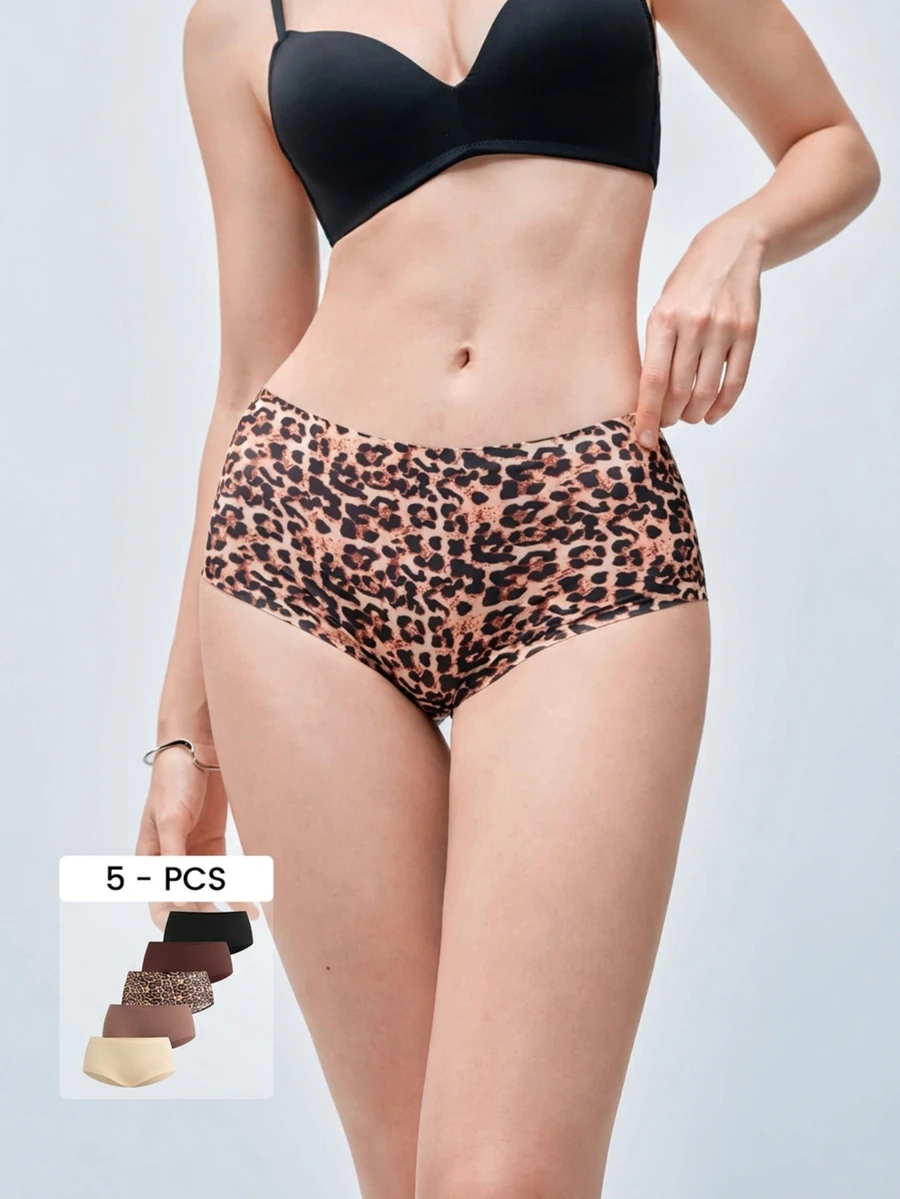 Softvol 5pcs/Pack Women's Seamless High Elasticity Hipster Panties, All Day Comfort - Multicolor - View 1