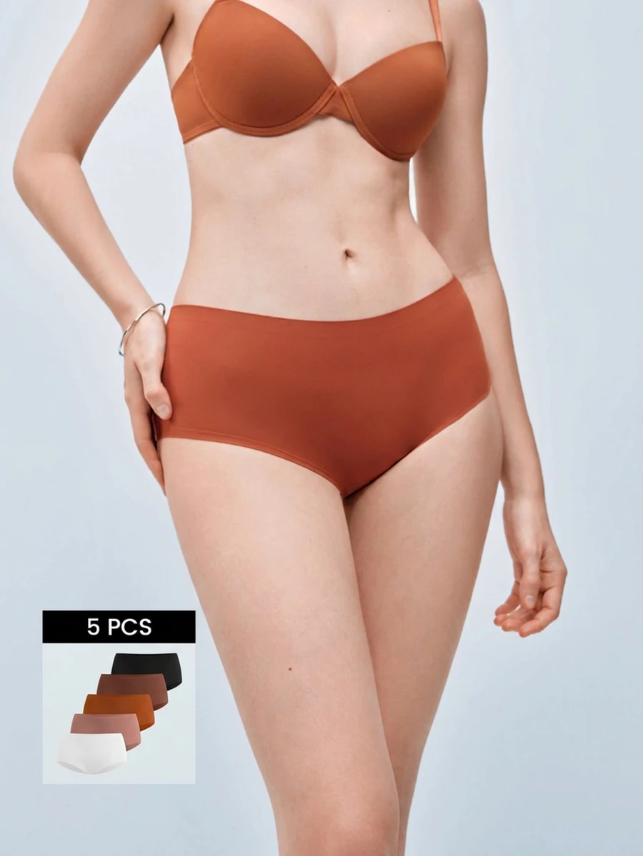 Softvol 5 buah Celana Dalam Hipster Wanita Tanpa Jahitan dengan Elastisitas Tinggi - MultiWarna - View 1