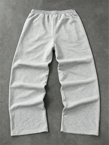 ROMWE MEN Street Life Men's Letter Print Drawstring Waist Loose Fit Sweatpants - Apricot - View 9