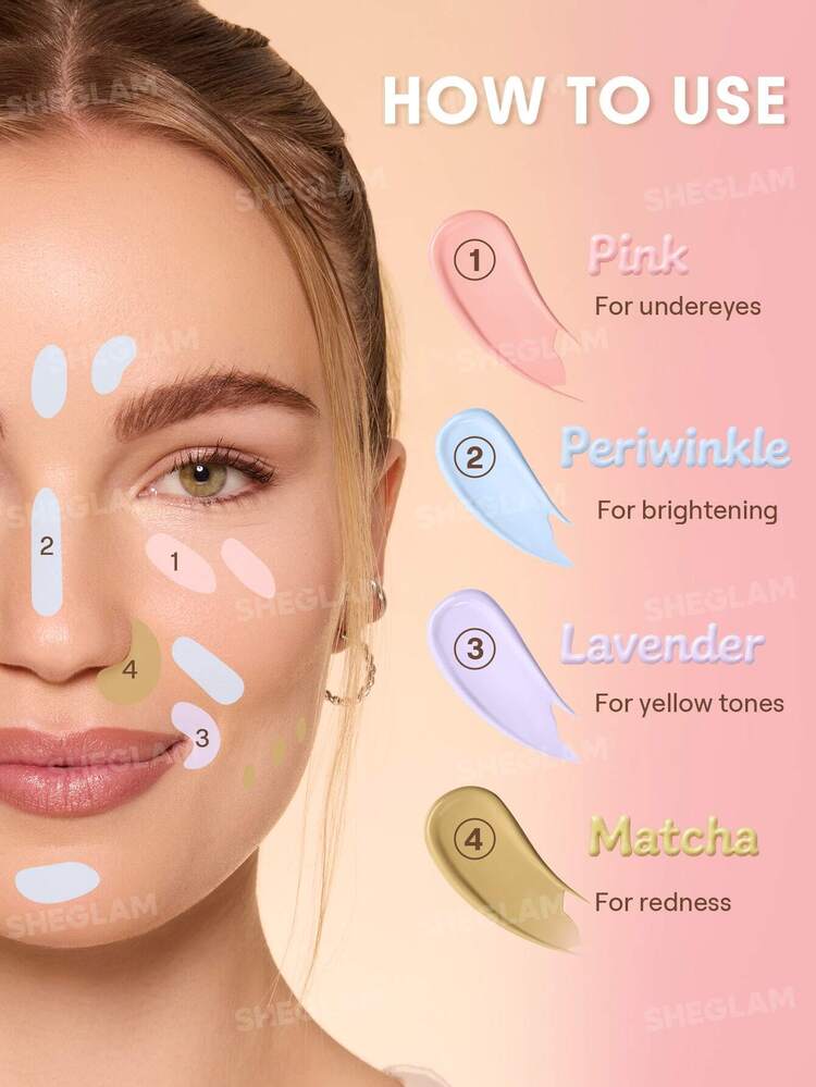 SHEGLAM Hideaway Full-Coverage Concealer-Lavender Color Corrector Brightener And Highlighter Brand Beauty Cosmetic Makeup For Women And Girls - Lavender - View 4